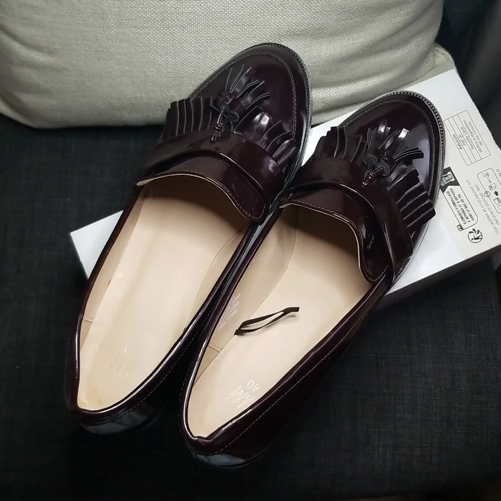 Womens H&M Burgundy loafers size 8.5 - Picture 6 of 10